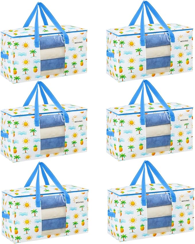 VENO Moving Bags, Wide Open Top, Tropical Island, 6 Pack | Moving boxes by Veno