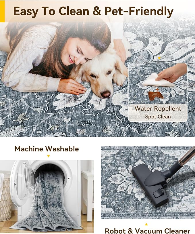 RELEANY Washable Area Rug, Runner 2'x8', Water Repellent, Pet Friendly - Image 6