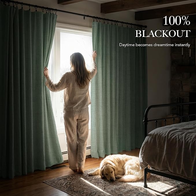 RYB HOME Sage Green 100% Blackout Curtains 84 Inch - Image 3