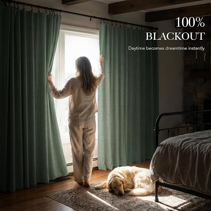 RYB HOME Sage Green 100% Blackout Curtains 96 Inch Long - Image 3