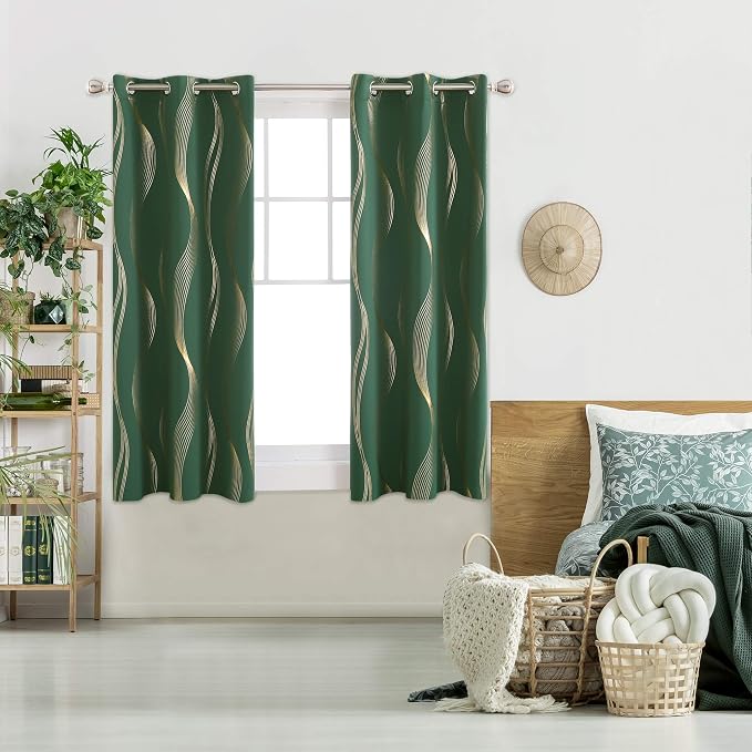 Deconovo Curtains for Living Room, Pattern Blackout Curtains 63 Inches Long | - Image 2