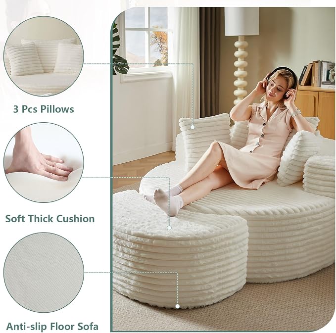 55'' Oversized Round Chair Lounge Chaise Indoor - Image 5