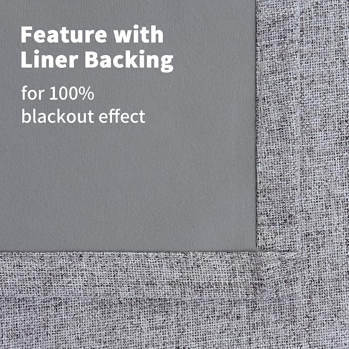 YoungsTex Grey Linen Blackout Curtains 63 Inch Length - Image 9