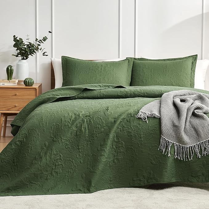 Hansleep Olive Green Quilt California King Size by Hansleep