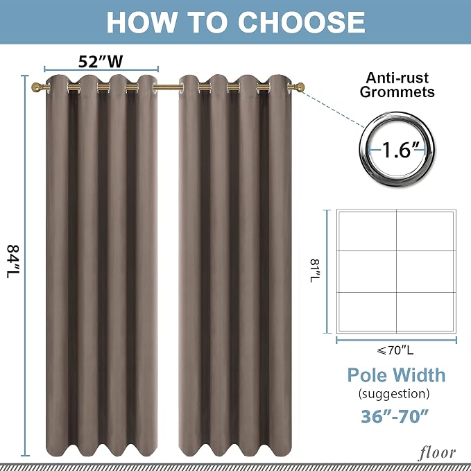Diraysid Cappuccino Grommet Blackout Curtains - Image 3
