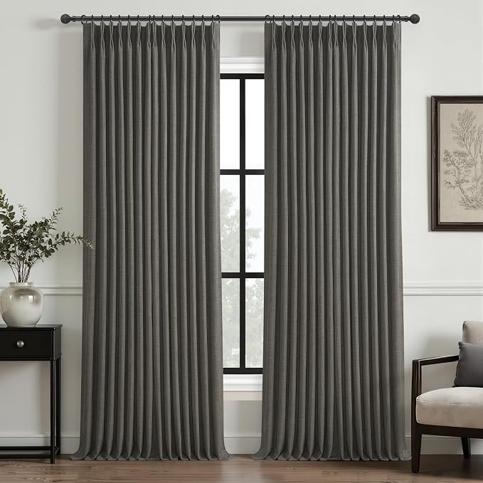Extra Long Dark Grey Full Blackout Curtains & Drapes 108 Inches Long 2 Panels by PleatedDrapes