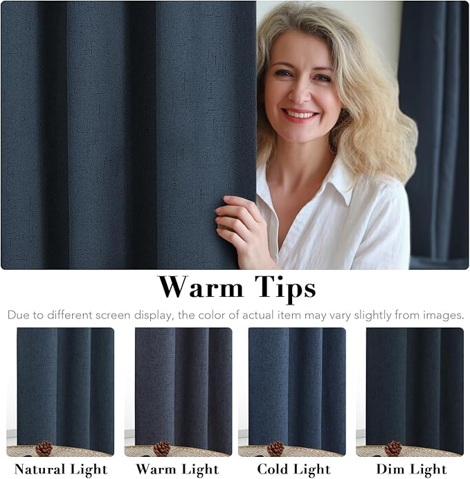 H.VERSAILTEX Linen Blackout Curtains 108 Inches Long 100% Absolutely Blackout - Image 5