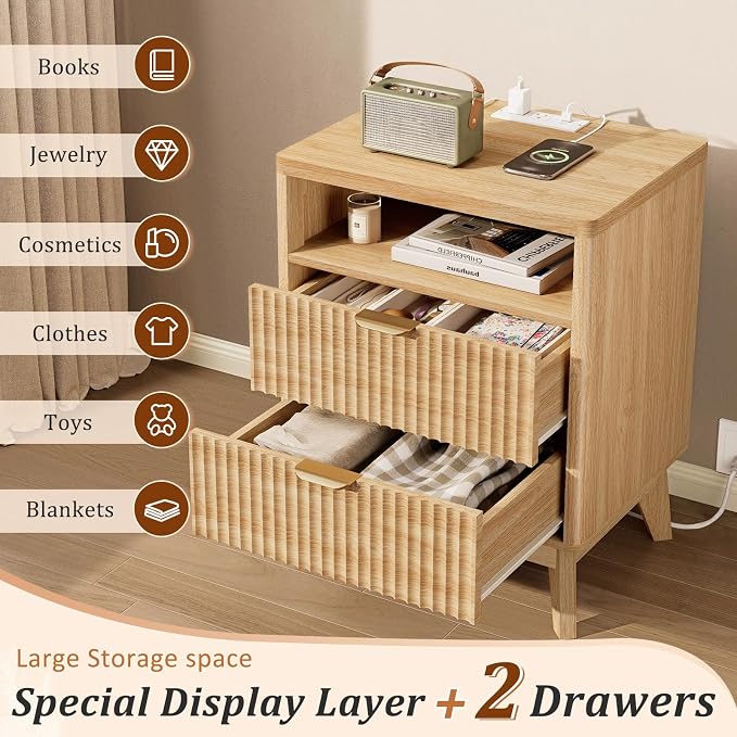 LYNCOHOME Fluted Nightstand - Image 3