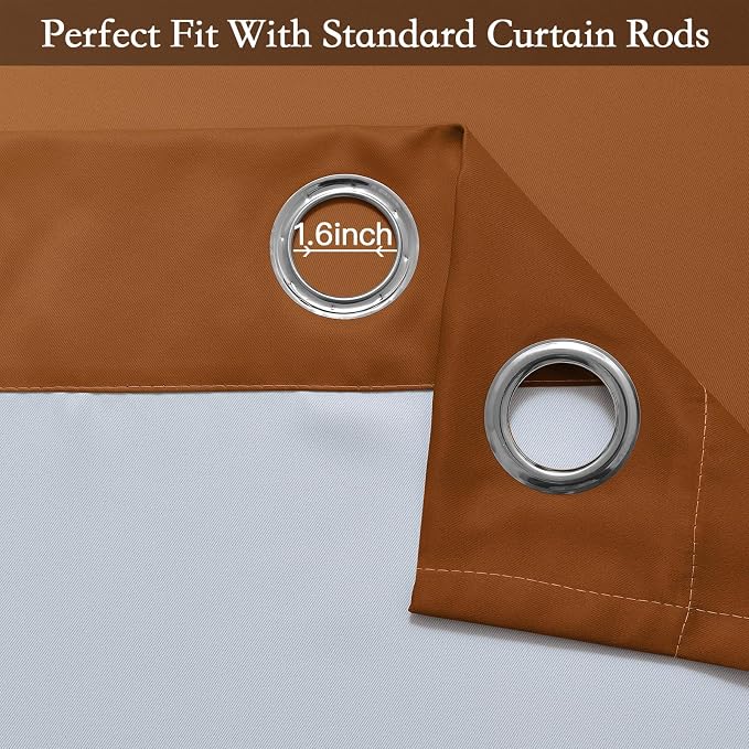 SimpleHome Ombre Burnt Orange to Grey White Curtains - Image 4