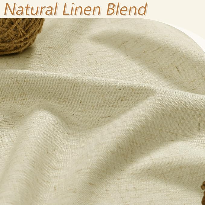 100% Blackout Linen Curtains for Bedroom 90 inches Long, Thermal Insulated Room - Image 3