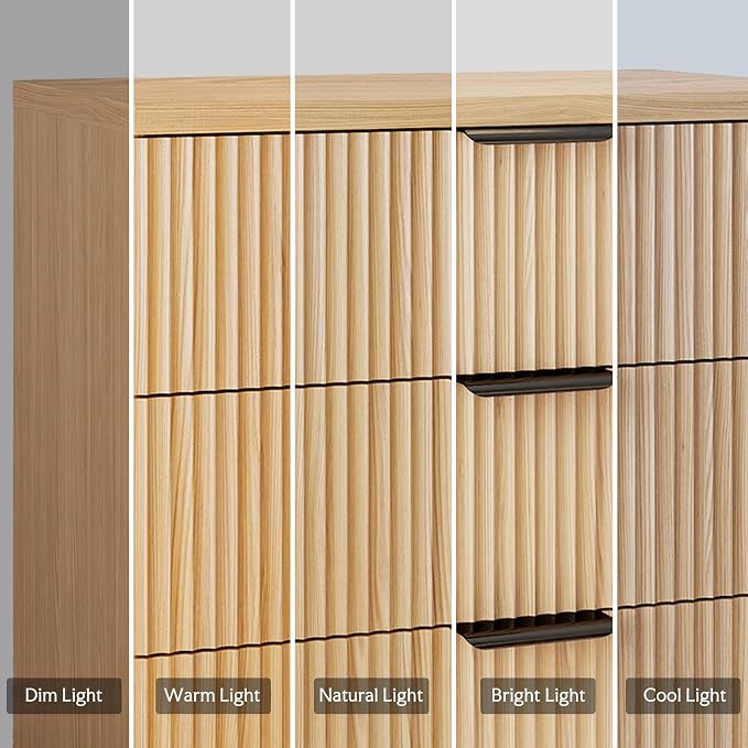 25.6" W Fluted Nightstand with 3 Drawer Dresser, Modern Wood Night Stands | - Image 7