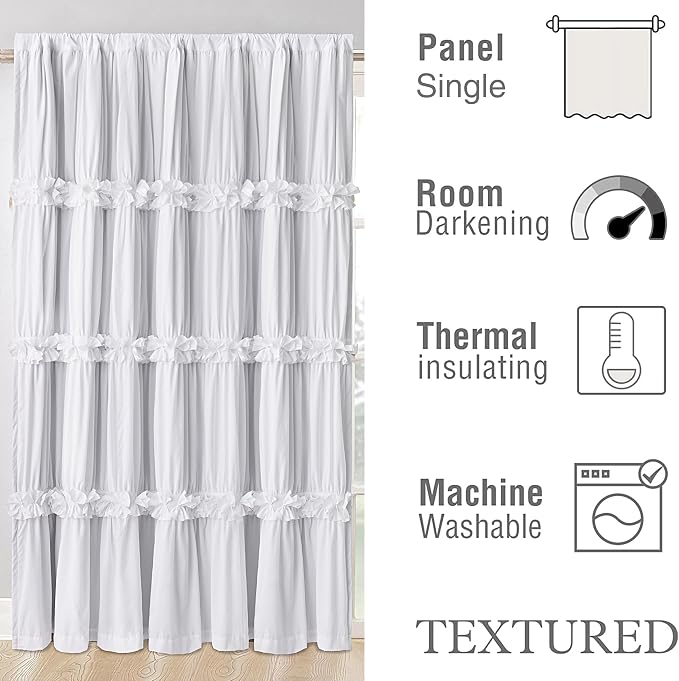 White Room Divider Curtains, Rustic Rod Pocket Sliding Door Curtains - Image 4