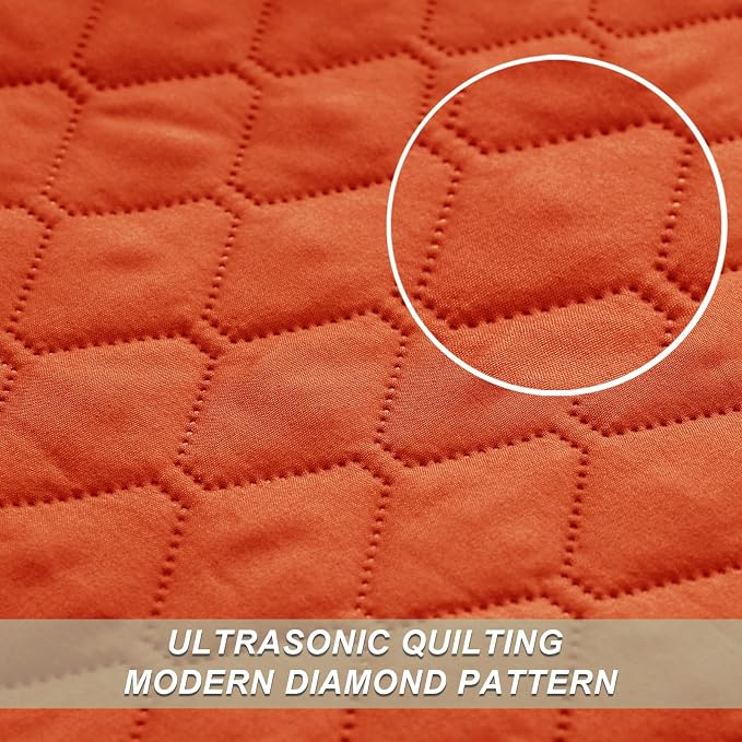Exclusivo Mezcla Reversible California King Quilt Set, Burnt Orange | - Image 4