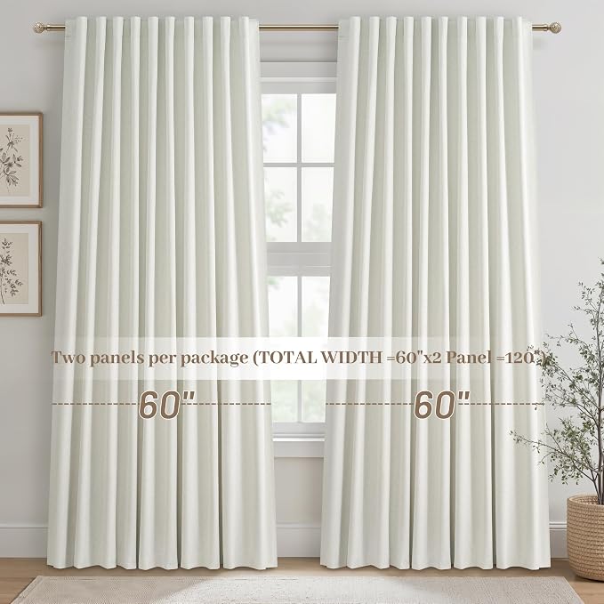 Cute Blackout Curtains 60 Inches Extra Wide Linen 90 Inch Length - Image 7