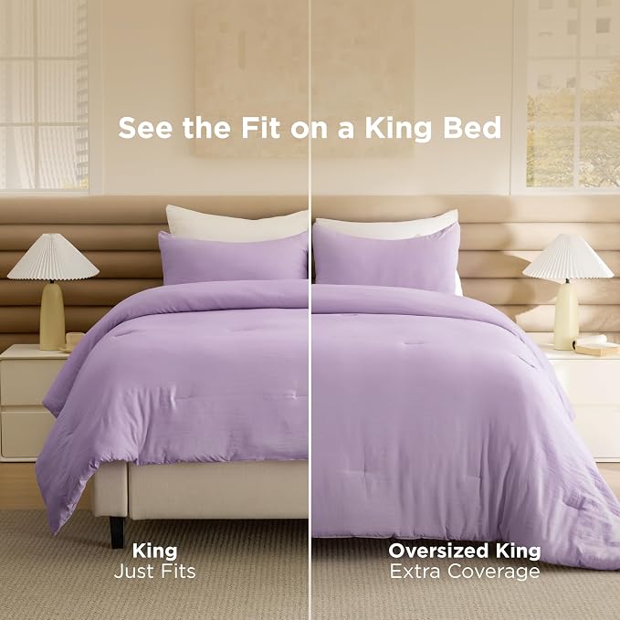 Bedsure King Comforter Set, Lavendar Soft Prewashed Bedding - Image 2