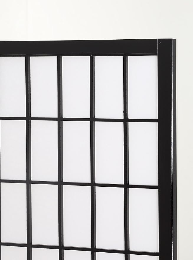 Roundhill Furniture Oriental Shoji 4 Panel Screen Room Divider - Image 3