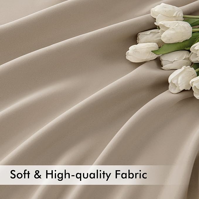 MIULEE Taupe Back Tab Blackout Curtains 52x84 Inch Length 2 Panels Set | Rod - Image 6