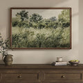 Large Framed Vintage Wall Art, Modern Farmhouse Green Botanical Landscape by Cuspin