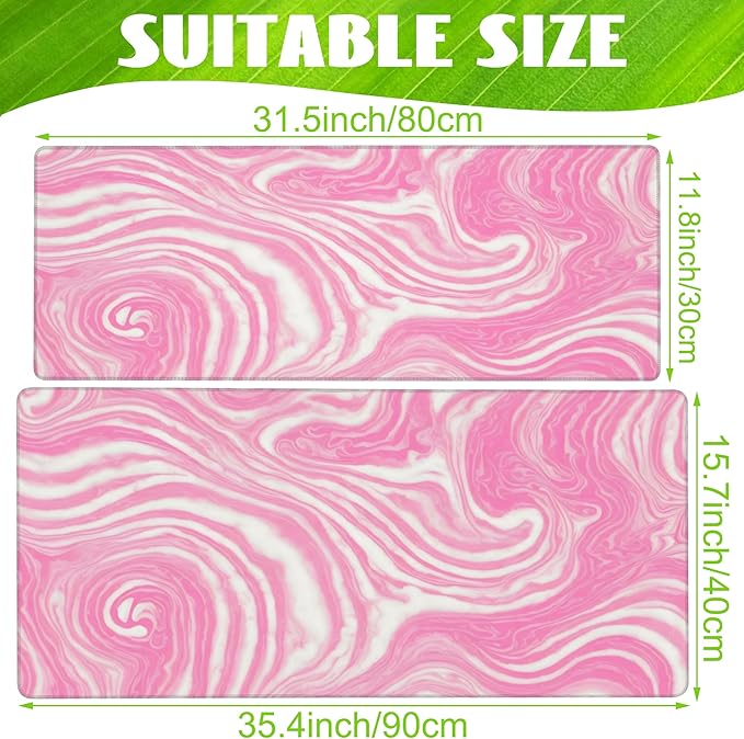 Eflxamz Desk Pad,Pink Marble Swirls Texture Desk Mat,Flow Liquid Waves Large Gaming Mouse Pad for Desk,Extended Big Computer Keyboard Mouse Pad with Non-Slip Base and Stitched Edge,31.5"x11.8"