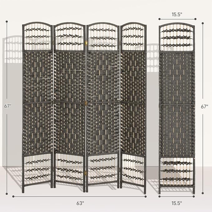 HOMCOM 4 Panel Room Divider, Folding Privacy Screen, Dark Gray | Room Separator - Image 7