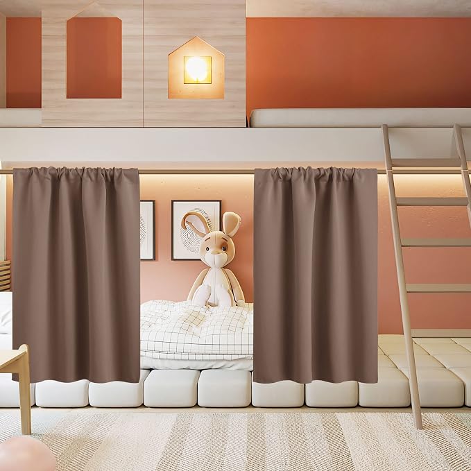 RYB HOME Half Curtain Tiers 36 inch Length, Rod Pocket | Short Blackout Curtains by RYBHOME