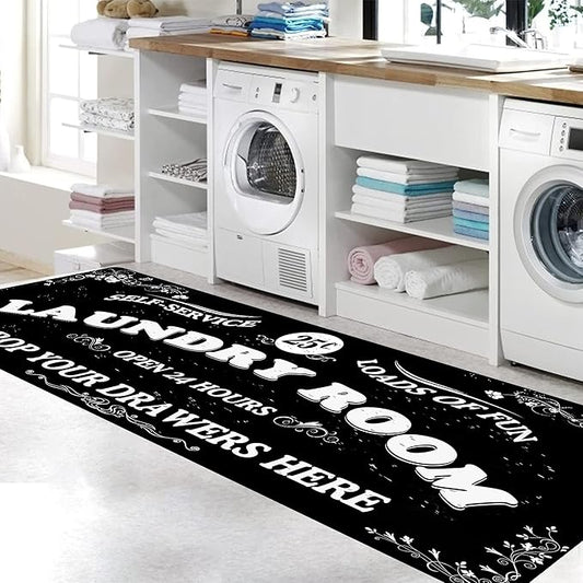 Zoke Laundry Room Rug Runner Stylish Non-Slip Laundry Room Mat 20"x47", Versatile, Waterproof Runner for Laundry, Kitchen, and Bathroom, Mudroom Decor and Farmhouse Charm