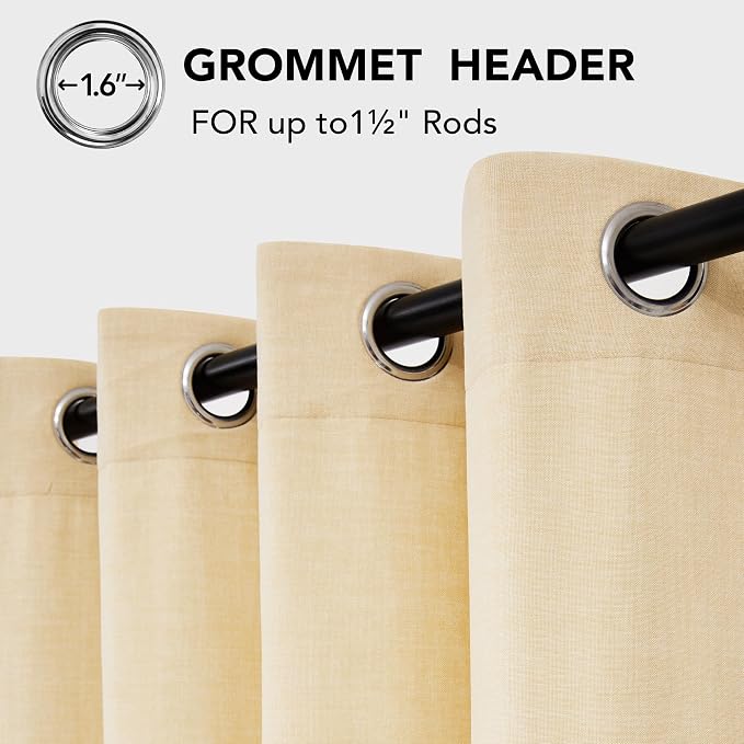 Deconovo Beige Linen Curtains for Living Room, Light Filtering Semi Sheer Faux - Image 5