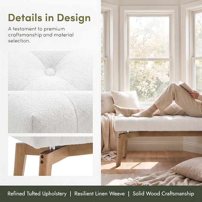 DUOMAY 45.5 Sherpa Upholstered End of Bed Bench - Image 4