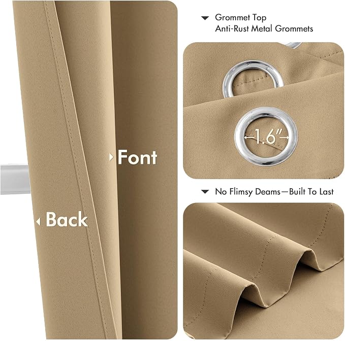MIULEE Blackout Curtains for Bedroom 2 Panels 40 x 63 Inch Long Taupe Brown | - Image 4