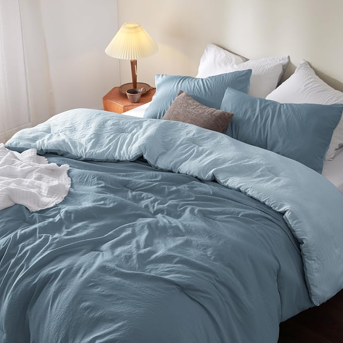 Bedsure King Comforter Set, Mineral Blue Soft Prewashed Bedding - Image 3