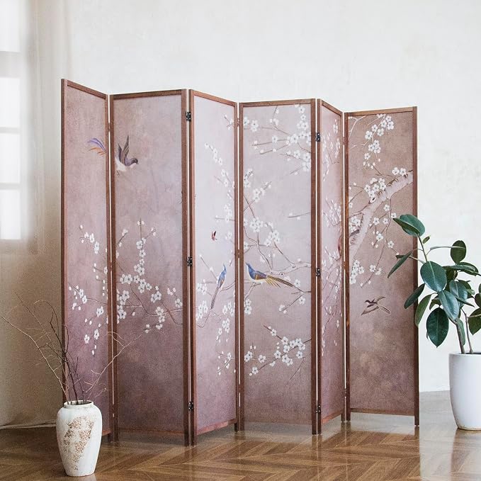 6 Panel Room Divider, 5.6 ft Tall Blackout Folding Privacy Screen - Image 3