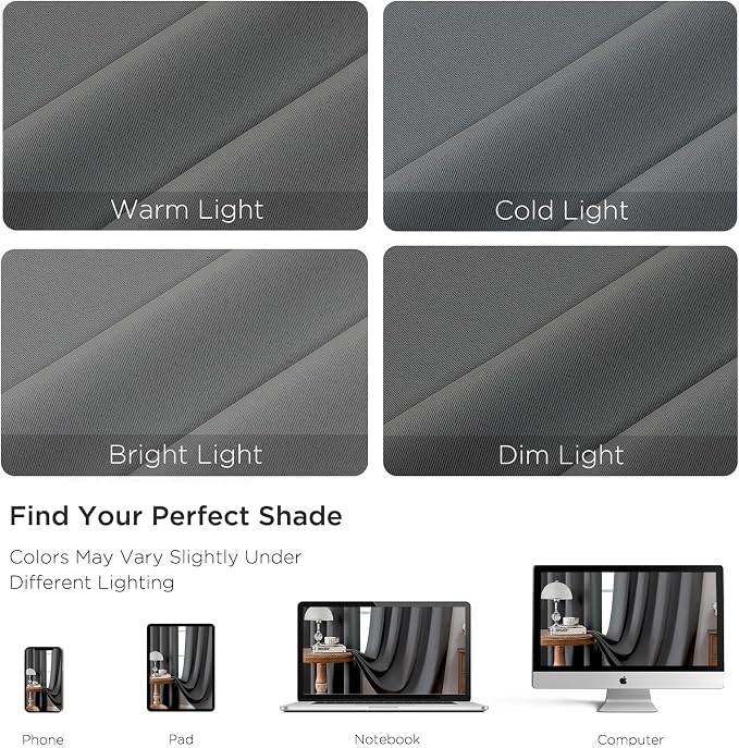 CUCRAF Light Grey Blackout Curtains 108 inch Length 2 Panels Set, Rod Pocket - Image 4