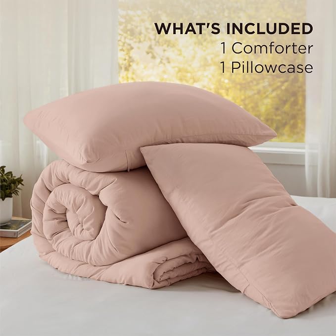 Bedsure Twin/Twin XL Comforter Set, Light Pink Soft Prewashed Bedding - Image 6