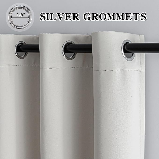 IGEMAEVE Blackout Curtains for Bedroom Grommet Greyish White 52" W x 108" L | - Image 3