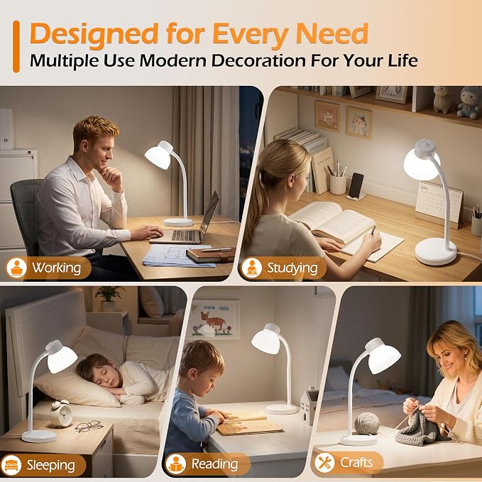 Desk Lamps for Home Office, Small LED Reading Lamp, 5000K Eye-Care Desk Light | - Image 6