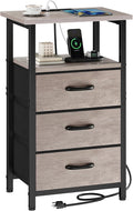 Nightstand with Charging Station, Bedside Table with USB Ports and Outlet by Vagusicc