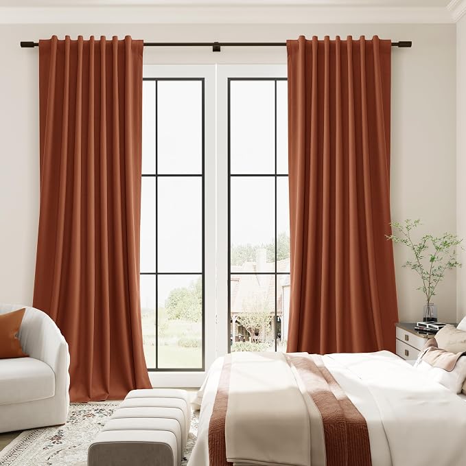 Terracotta Linen 100% Blackout Curtains - Image 5