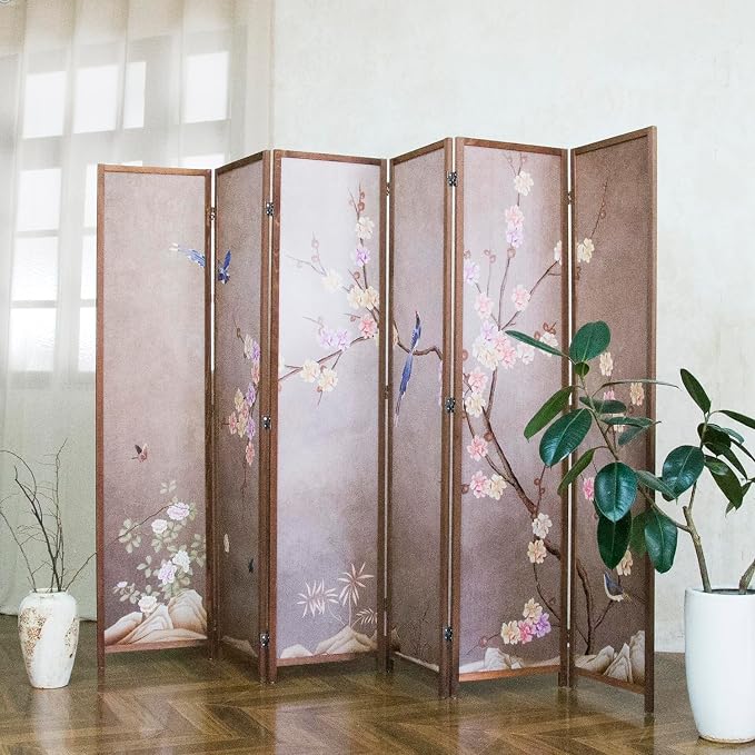 6 Panel Room Divider, 5.6 ft Tall Blackout Folding Privacy Screen - Image 4