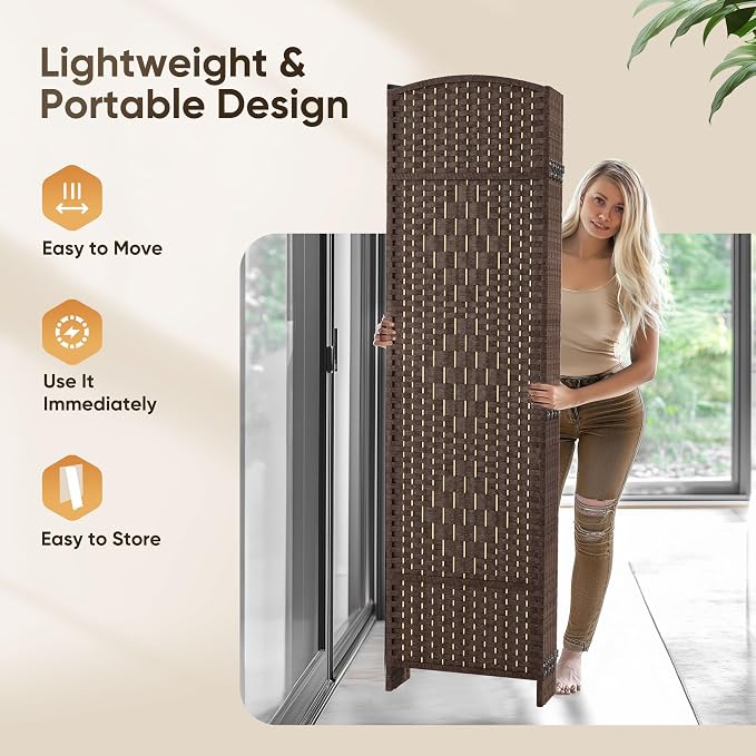 8 Panel Room Divider, Privacy Screen & Room Separation, Extra Wide | Paper - Image 5
