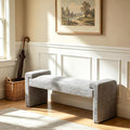 Upholstered Entryway Bench, 58.7" Modern Bedroom Bench, Curved Armrests by CACFTII