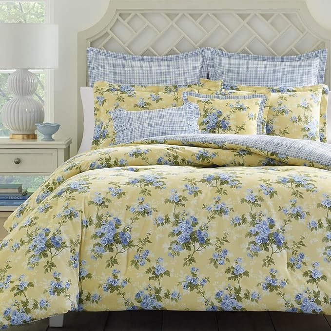 Laura Ashley – Queen Comforter Set, Reversible Floral Bedding by Unknown