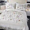 ROOMLIFE Quilt Set King Size 3D Floral Embroidery Pattern 3-Piece Cotton by ROOMLIFE