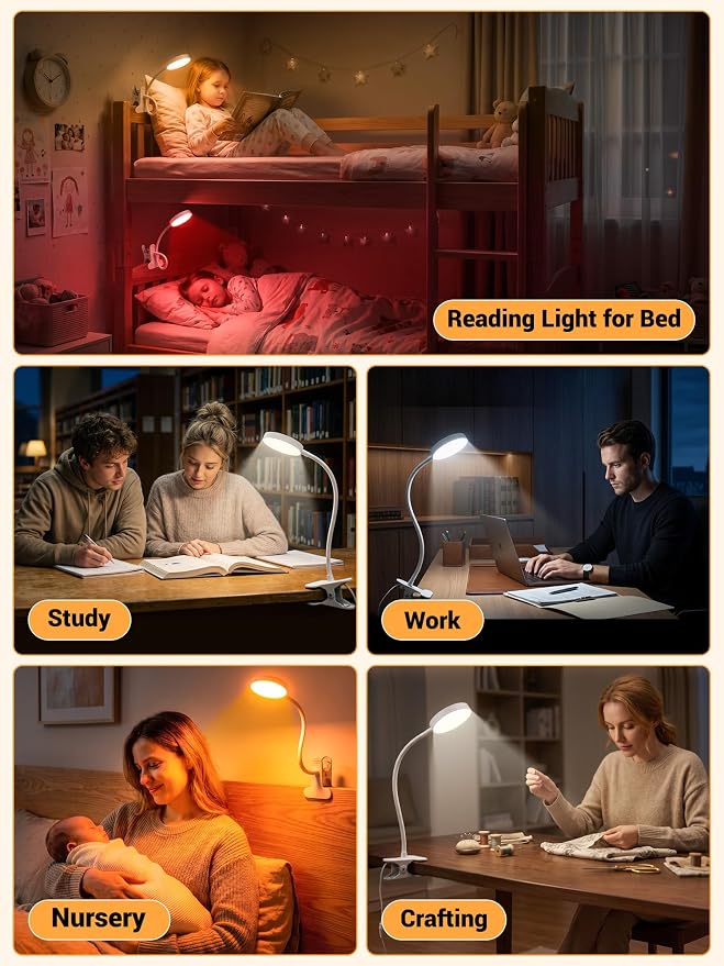 Clip on Lamp, 10 RGB Colors+10 Brightness Bright Desk Lamp - Image 6