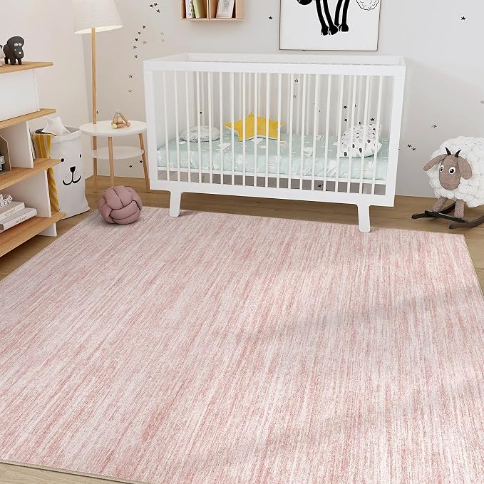 Nakagishi Boho 5x8 Area Rug Living Room Rugs Machine Washable Pink | Soft - Image 8