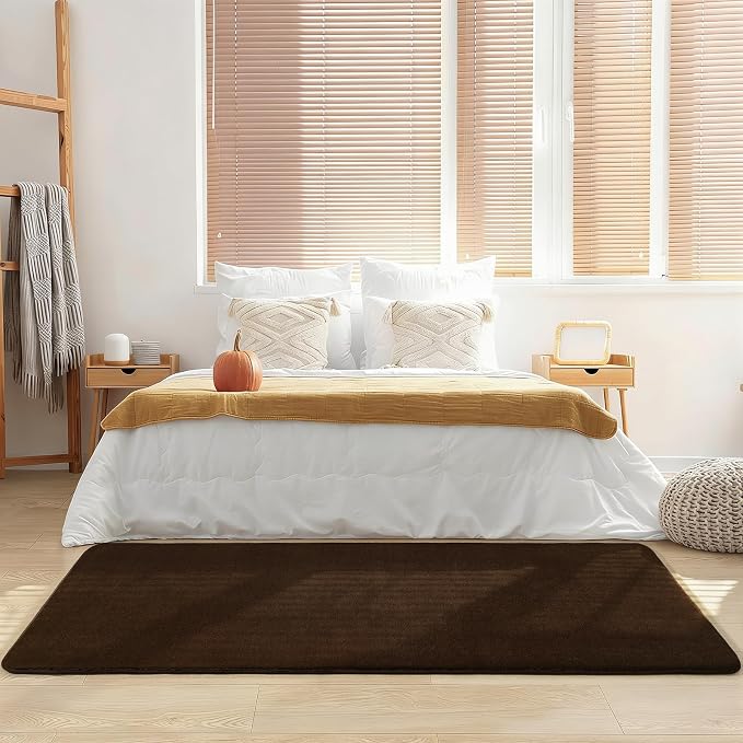 Modern Soft Hallway Runner Rug, 2x6 Feet Brown Washable Runner Rugs | Fluffy - Image 6