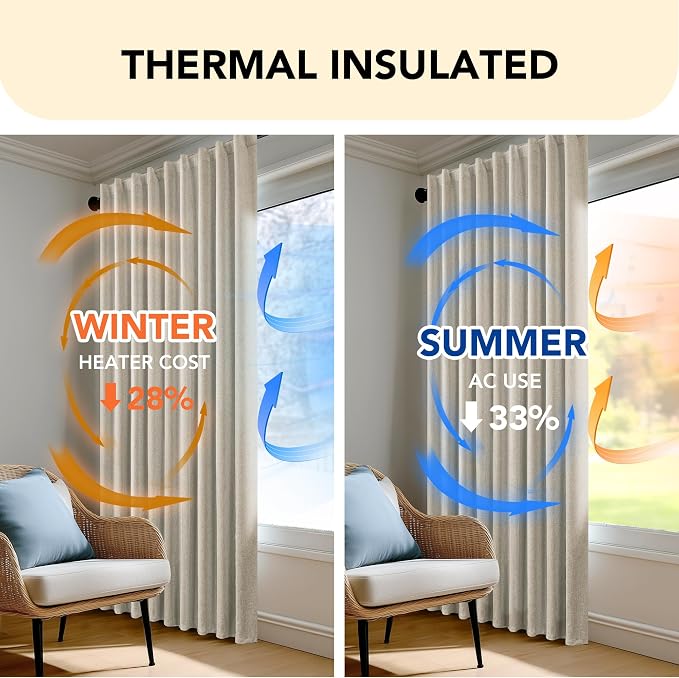 Deconovo Faux Linen 100% Blackout Curtains - Image 6