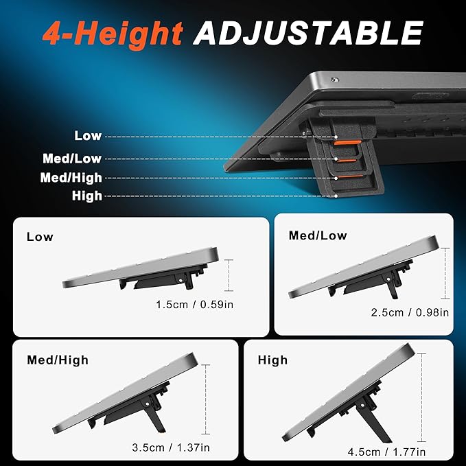 MEKASS Computer Keyboard Stand for Desktop, Adjustable Keyboard Riser, Extendable Holder, Non Slip, Ergonomic Office Desk Accessories for Flat-Back Keyboard Only (Orange)