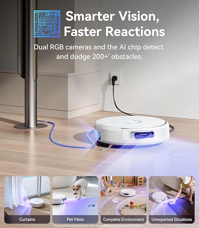 NARWAL Flow Robot Vacuum and Mop Combo, FlowWash Real-Time Self-Cleaning Track Mop, 22,000 Pa Suction, Dual-Camera AI Obstacle Avoidance, Carpet & Edge Cleaning, Self-Emptying Robot Vacuum