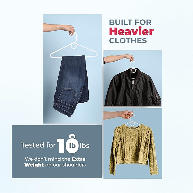Neaties Heavy Duty Clothes Hangers 100 Pack (108 Count) – Made in The USA – 8lb Capacity Plastic Hangers for Adult Clothing – Durable for Pants, Coats, Jackets, or Jeans – Gray