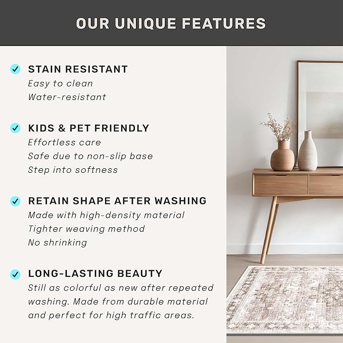 Boho Beige Rug for Living Room - Image 7